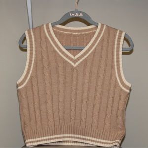 Brown and cream sweater top